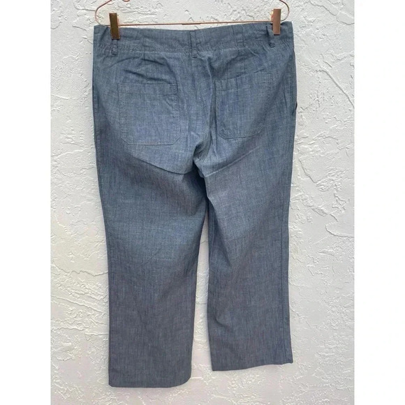 Banana Republic Womens Flat Front Trouser Wide Leg Pants Chambray Blue Sz 8 - Picture 13 of 13